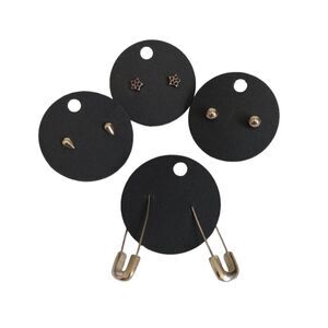 Set of 4 Pairs of Assorted Gold Toned Stud & Safety Pin Fashion Earrings Bundle